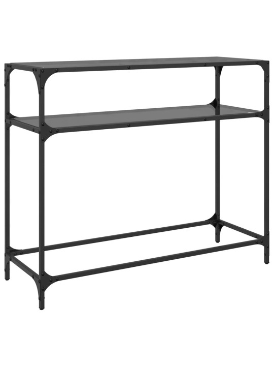 Konzolový stolek s černou skleněnou deskou 98 x 35 x 81 cm ocel