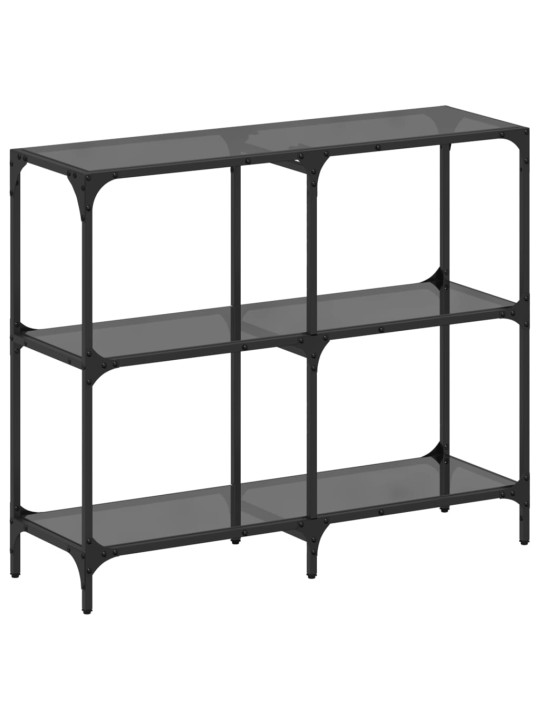 Konzolový stolek s černou skleněnou deskou 98 x 30 x 81 cm ocel