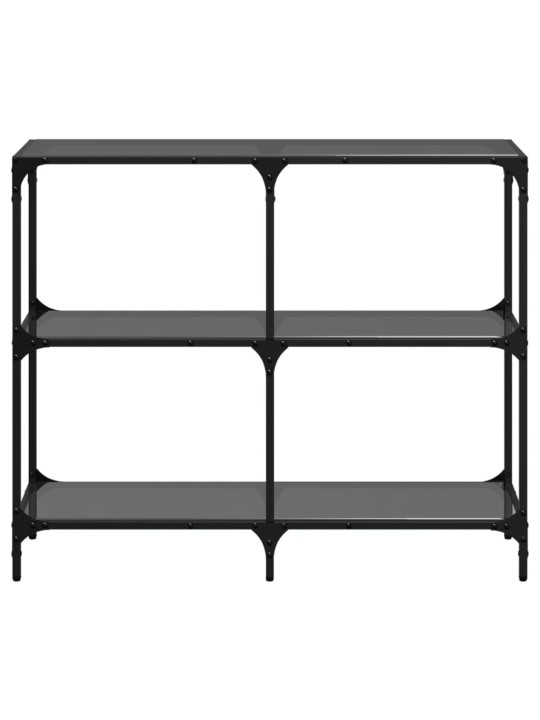 Konzolový stolek s černou skleněnou deskou 98 x 30 x 81 cm ocel