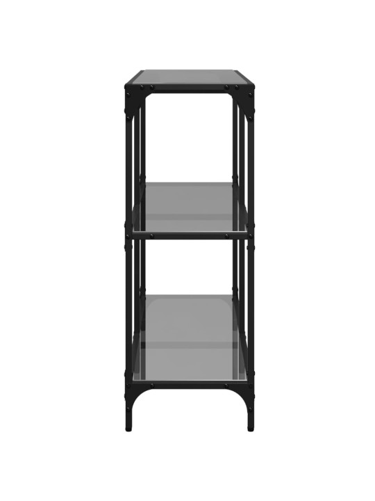 Konzolový stolek s černou skleněnou deskou 98 x 30 x 81 cm ocel