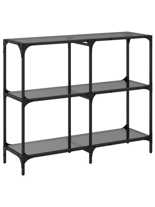 Konzolový stolek s černou skleněnou deskou 98 x 30 x 81 cm ocel