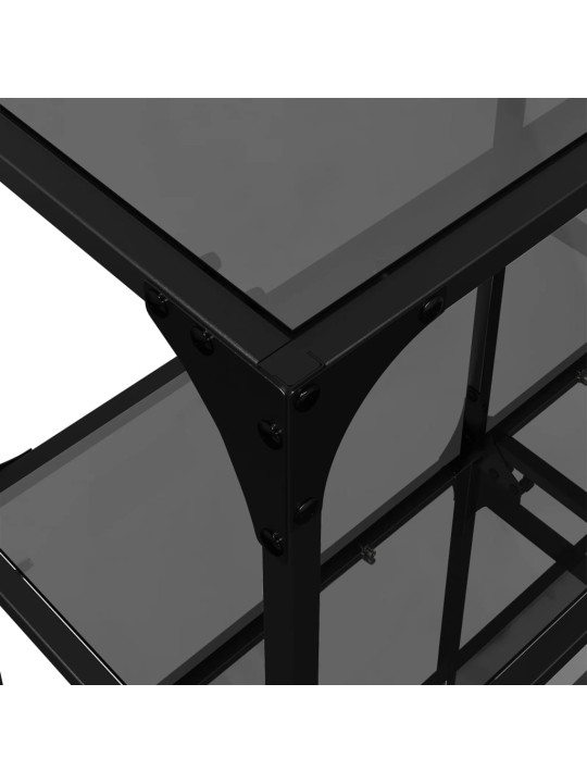 Konzolový stolek s černou skleněnou deskou 98 x 30 x 81 cm ocel