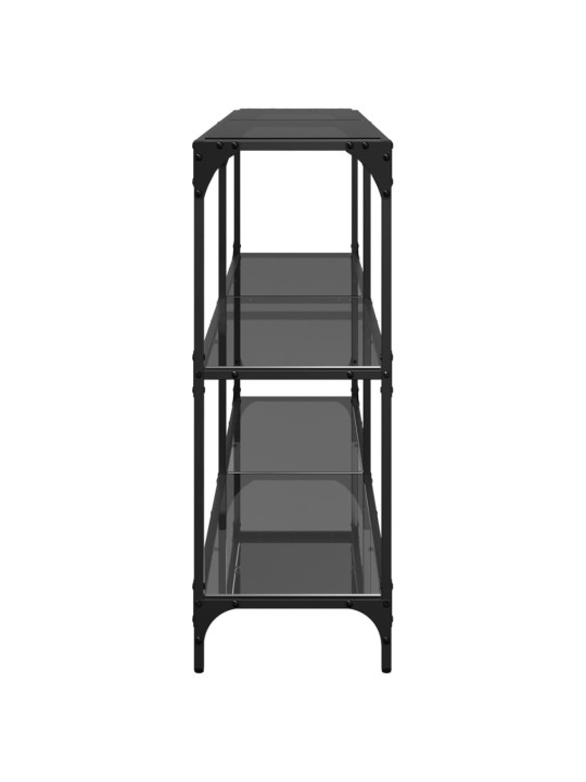 Konzolový stolek s černou skleněnou deskou 158,5x30x81 cm ocel