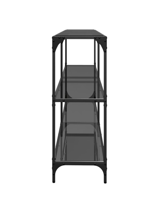 Konzolový stolek s černou skleněnou deskou 194,5x30x81 cm ocel