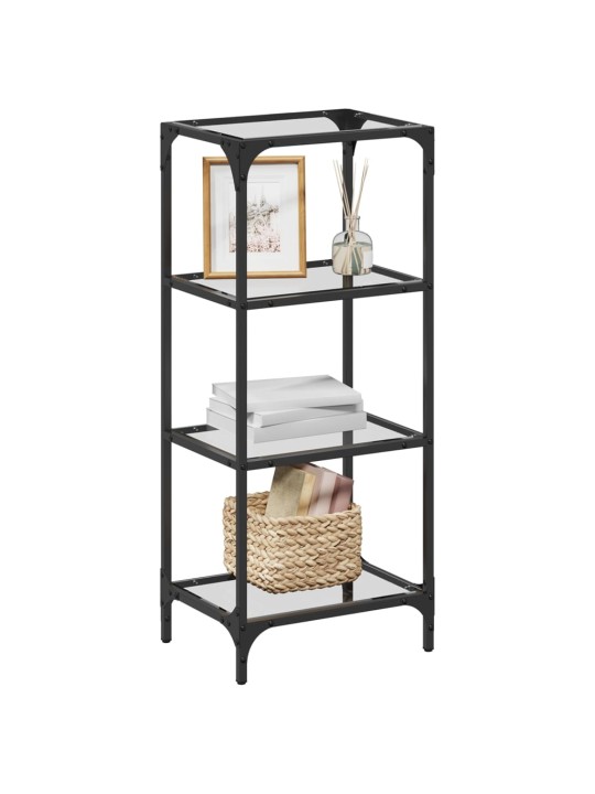 Úložný regál s průhlednou skleněnou deskou 40x30x195 cm ocel