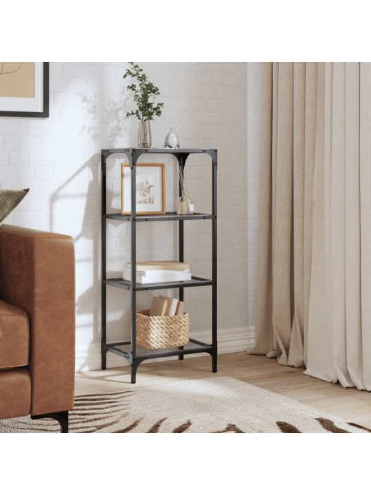 Úložný regál s průhlednou skleněnou deskou 40x30x195 cm ocel