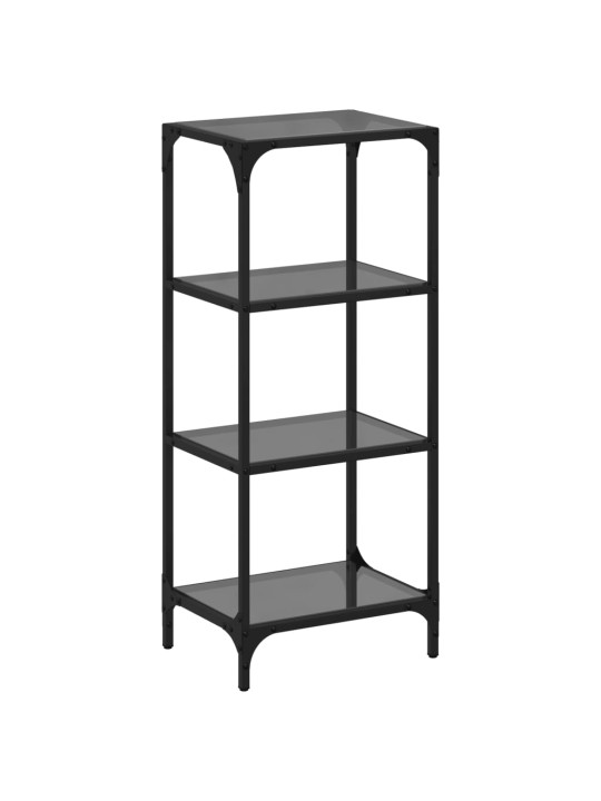 Úložný regál s černou skleněnou deskou 40 x 30 x 95 cm ocel