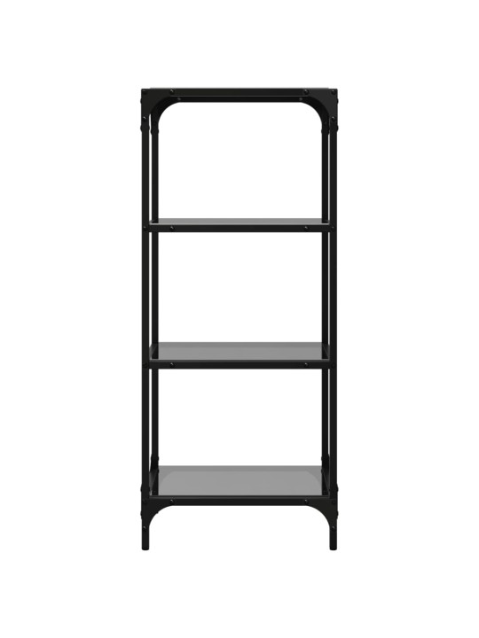 Úložný regál s černou skleněnou deskou 40 x 30 x 95 cm ocel