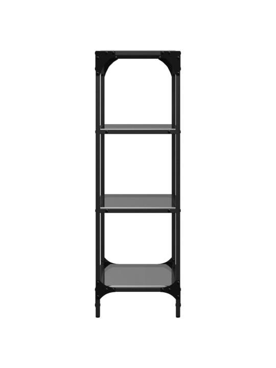 Úložný regál s černou skleněnou deskou 40 x 30 x 95 cm ocel