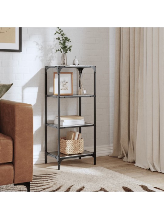 Úložný regál s černou skleněnou deskou 40 x 30 x 95 cm ocel