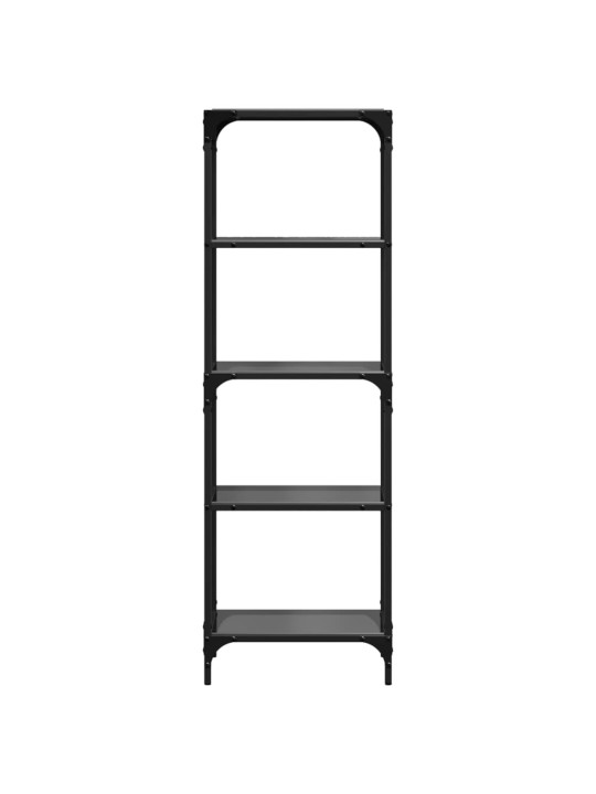 Úložný regál s černou skleněnou deskou 40 x 30 x 123 cm ocel