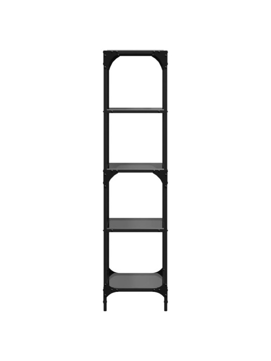 Úložný regál s černou skleněnou deskou 40 x 30 x 123 cm ocel
