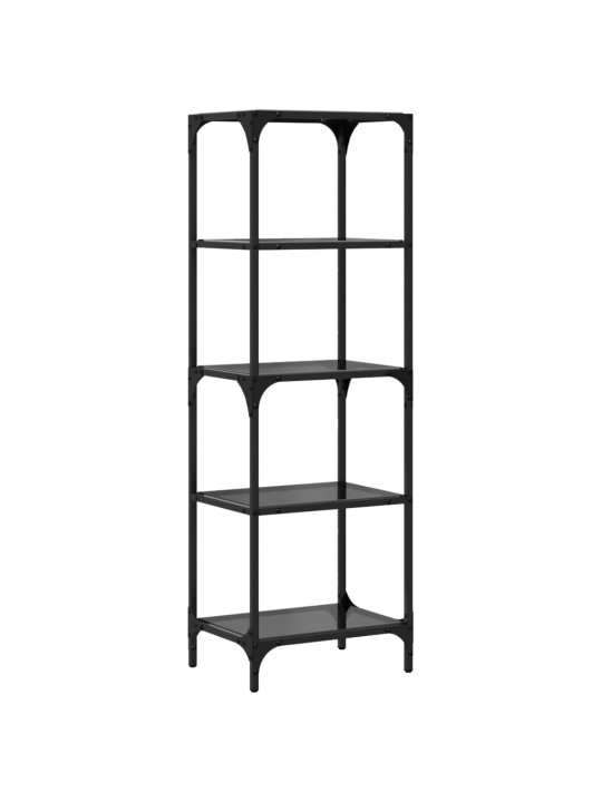 Úložný regál s černou skleněnou deskou 40 x 30 x 123 cm ocel