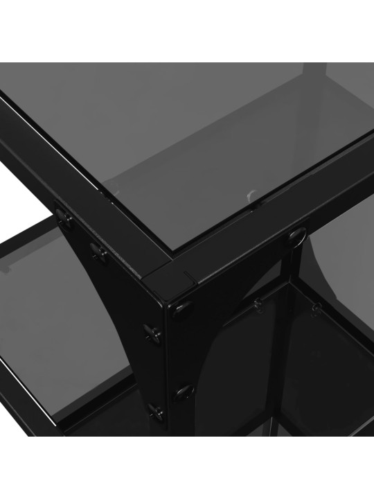 Úložný regál s černou skleněnou deskou 40 x 30 x 123 cm ocel