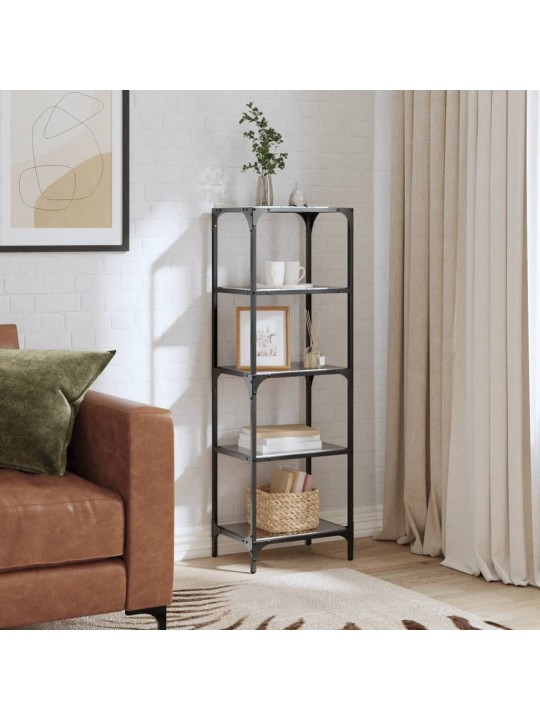 Úložný regál s černou skleněnou deskou 40 x 30 x 123 cm ocel