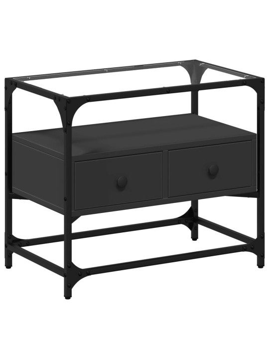 TV skříňka se skleněnou deskou černá 60 x 35 x 51 cm kompozit
