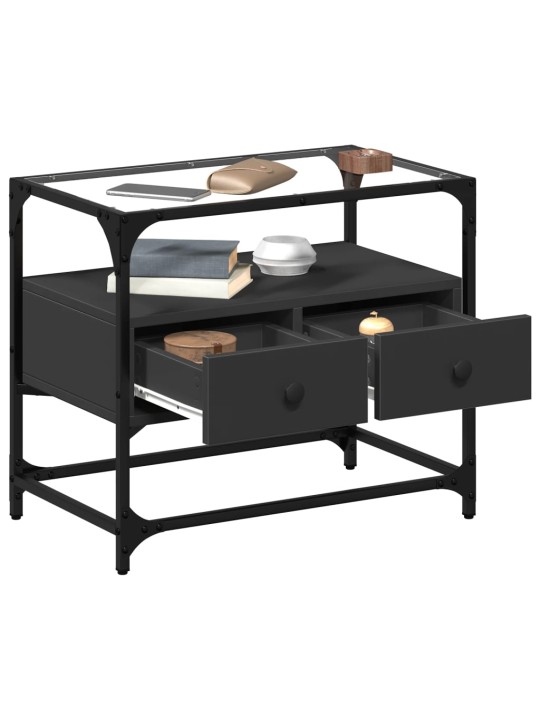 TV skříňka se skleněnou deskou černá 60 x 35 x 51 cm kompozit