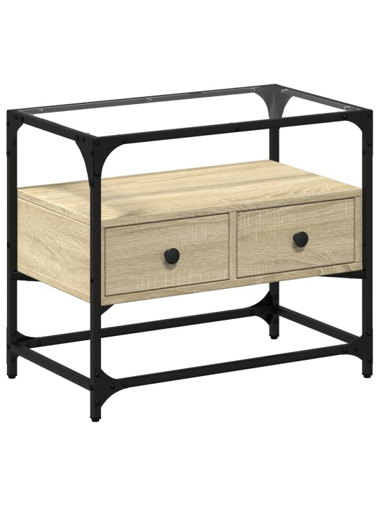 TV skříňka se skleněnou deskou dub sonoma 60x35x51 cm kompozit