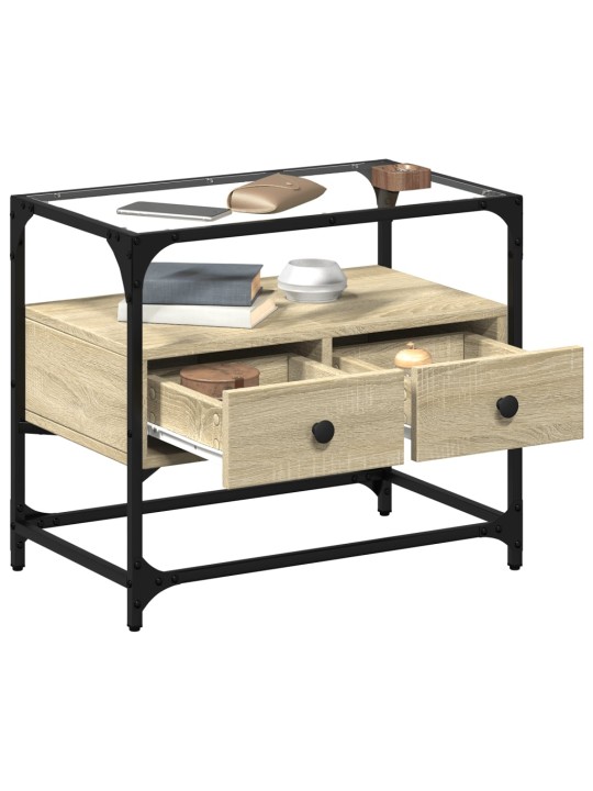 TV skříňka se skleněnou deskou dub sonoma 60x35x51 cm kompozit