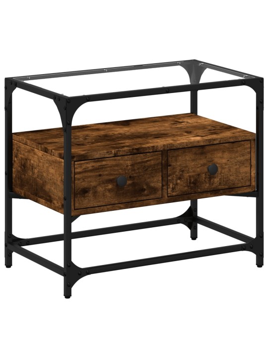 Tv skříňka se skleněnou deskou kouřový dub 60x35x51 cm kompozit