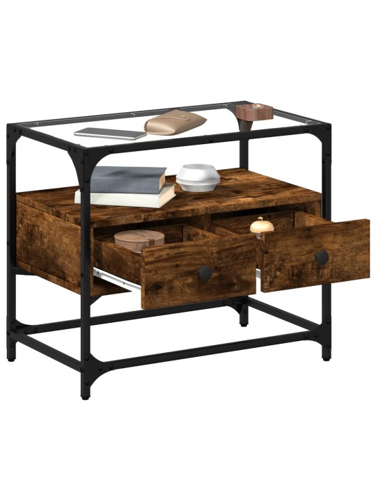 Tv skříňka se skleněnou deskou kouřový dub 60x35x51 cm kompozit