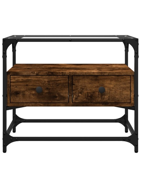 Tv skříňka se skleněnou deskou kouřový dub 60x35x51 cm kompozit