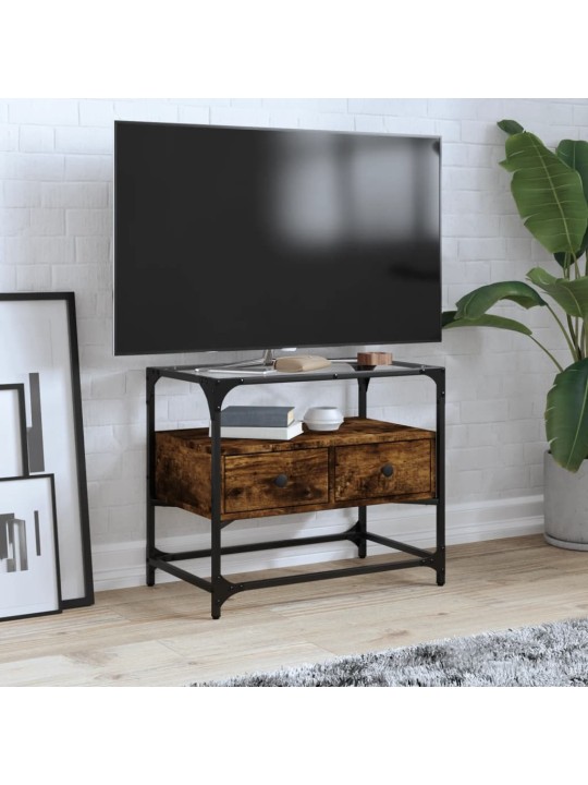 Tv skříňka se skleněnou deskou kouřový dub 60x35x51 cm kompozit
