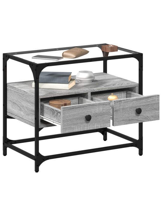 Tv skříňka se skleněnou deskou šedá sonoma 60x35x51 cm kompozit