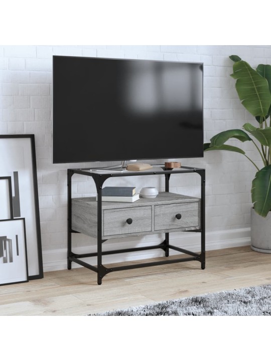 Tv skříňka se skleněnou deskou šedá sonoma 60x35x51 cm kompozit