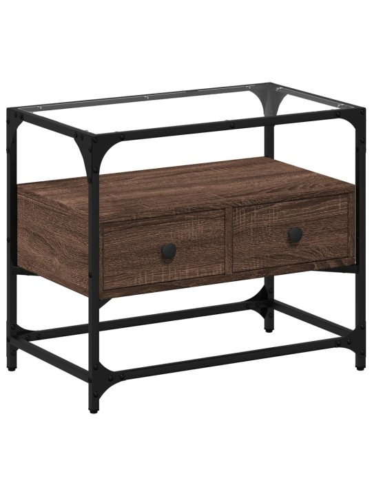 Tv skříňka se skleněnou deskou hnědý dub 60x35x51 cm kompozit