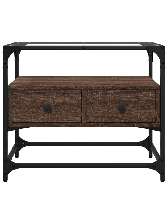 Tv skříňka se skleněnou deskou hnědý dub 60x35x51 cm kompozit