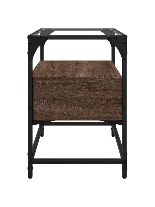 Tv skříňka se skleněnou deskou hnědý dub 60x35x51 cm kompozit