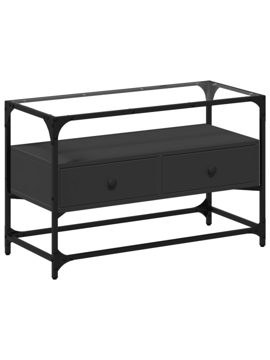 TV skříňka se skleněnou deskou černá 80 x 35 x 51 cm kompozit