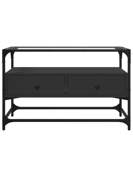 TV skříňka se skleněnou deskou černá 80 x 35 x 51 cm kompozit