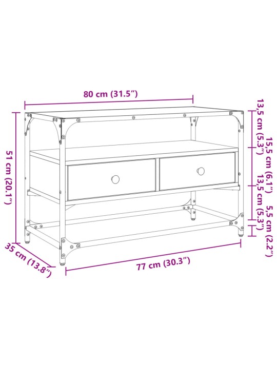 TV skříňka se skleněnou deskou černá 80 x 35 x 51 cm kompozit