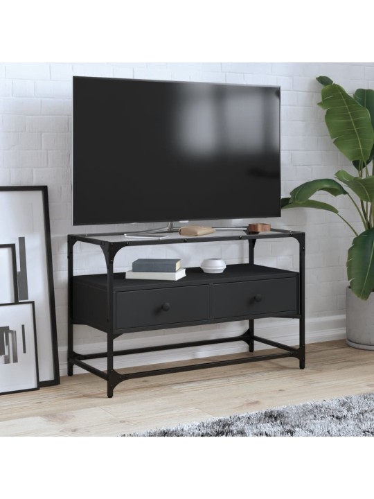 TV skříňka se skleněnou deskou černá 80 x 35 x 51 cm kompozit