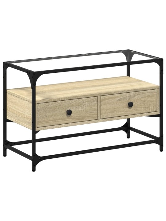 TV skříňka se skleněnou deskou dub sonoma 80x35x51 cm kompozit