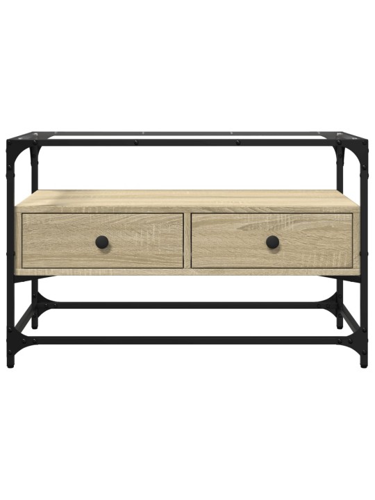 TV skříňka se skleněnou deskou dub sonoma 80x35x51 cm kompozit
