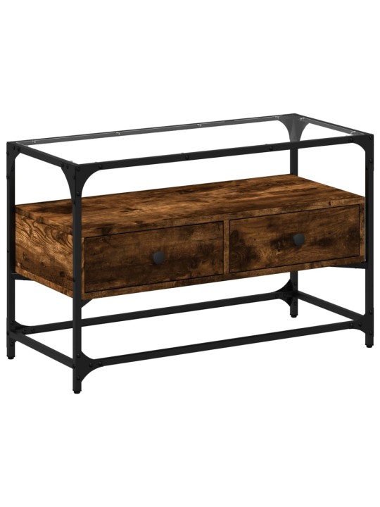 Tv skříňka se skleněnou deskou kouřový dub 80x35x51 cm kompozit