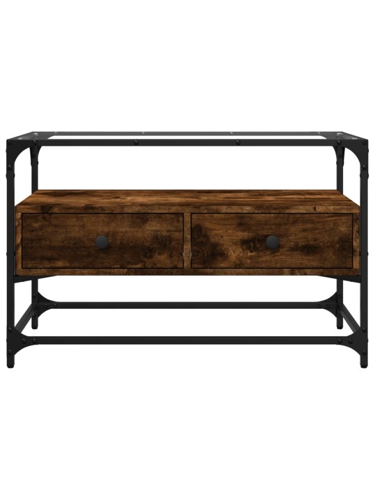 Tv skříňka se skleněnou deskou kouřový dub 80x35x51 cm kompozit