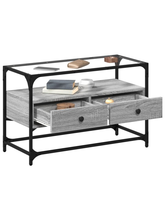Tv skříňka se skleněnou deskou šedá sonoma 80x35x51 cm kompozit