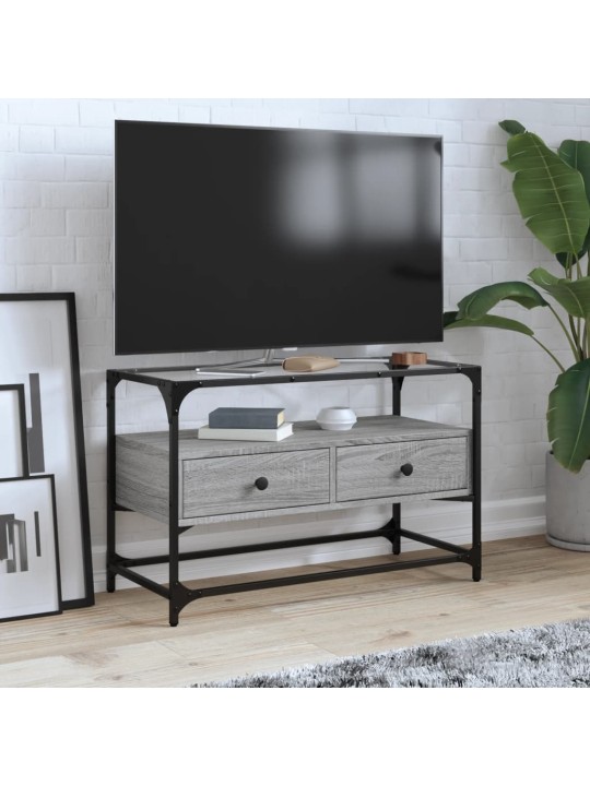 Tv skříňka se skleněnou deskou šedá sonoma 80x35x51 cm kompozit