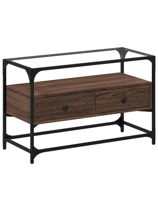 Tv skříňka se skleněnou deskou kouřový dub 80x35x51 cm kompozit