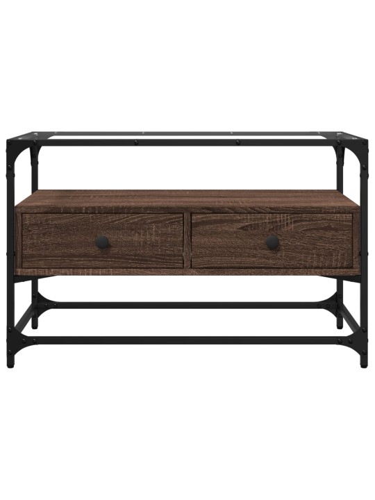 Tv skříňka se skleněnou deskou kouřový dub 80x35x51 cm kompozit