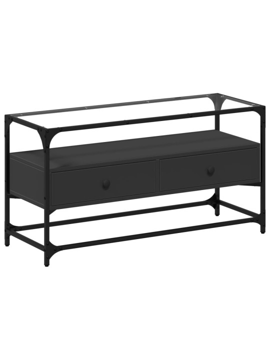 TV skříňka se skleněnou deskou černá 98 x 35 x 51 cm kompozit