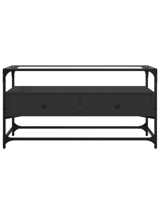 TV skříňka se skleněnou deskou černá 98 x 35 x 51 cm kompozit
