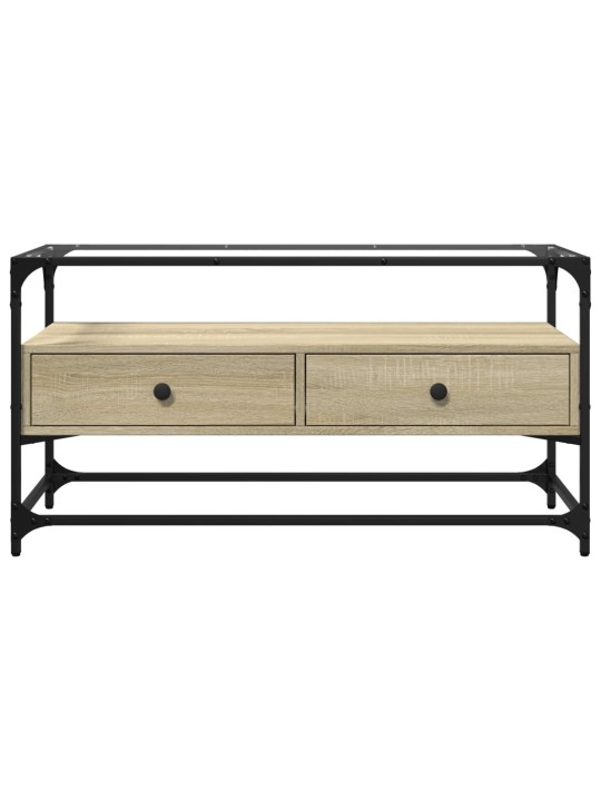TV skříňka se skleněnou deskou dub sonoma 98x35x51 cm kompozit
