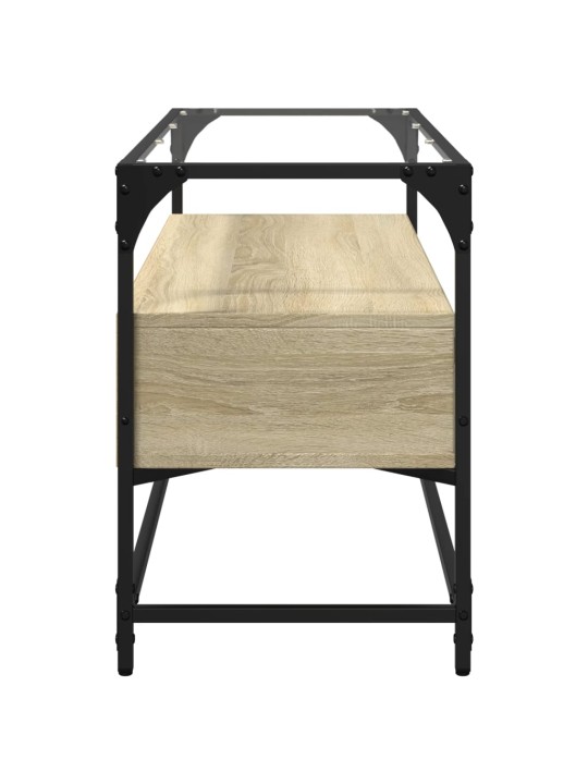 TV skříňka se skleněnou deskou dub sonoma 98x35x51 cm kompozit