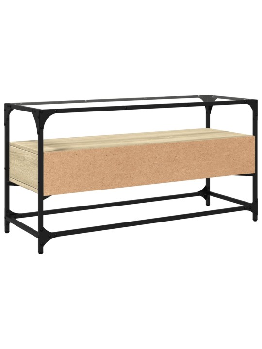 TV skříňka se skleněnou deskou dub sonoma 98x35x51 cm kompozit