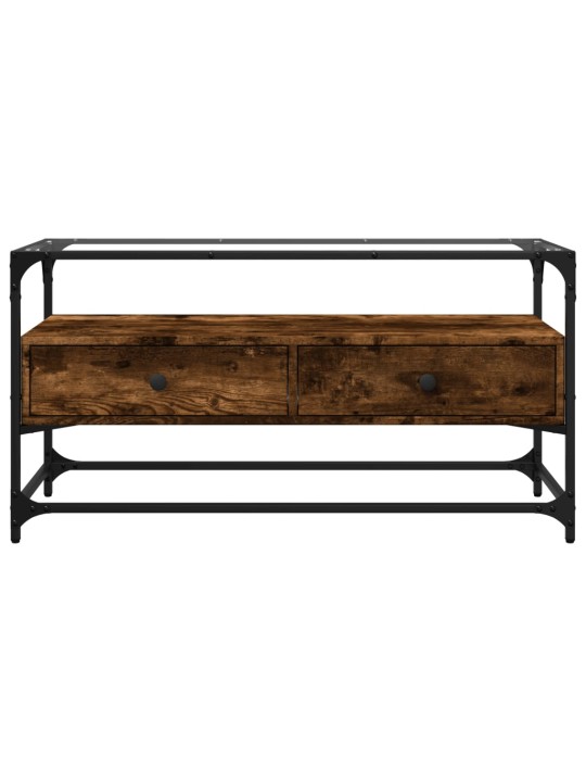 Tv skříňka se skleněnou deskou kouřový dub 98x35x51 cm kompozit